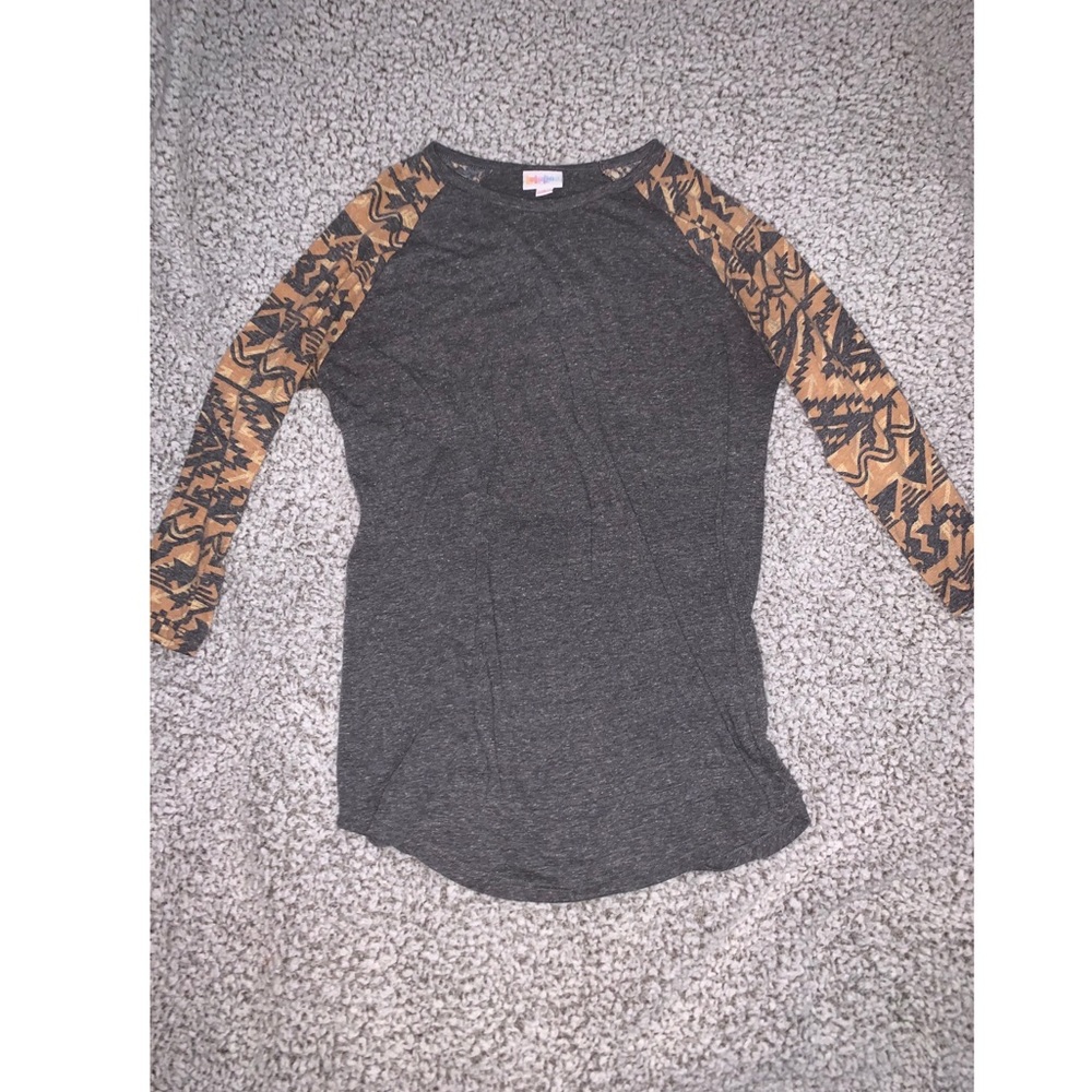 Grey and rustic orange LuLa Roe long sleeve top